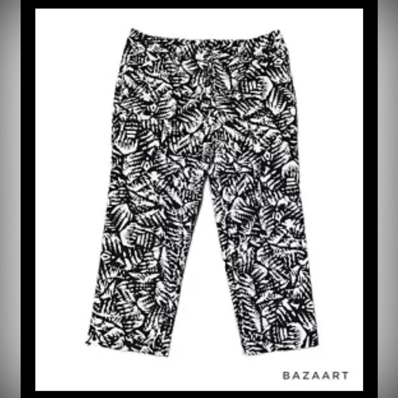 Jones New York Signature Stretch Black White Capri Pants Size 6 - Picture 1 of 7